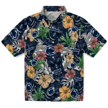 penn state nittany lions tiki jungle blue hawaiian shirts best selling