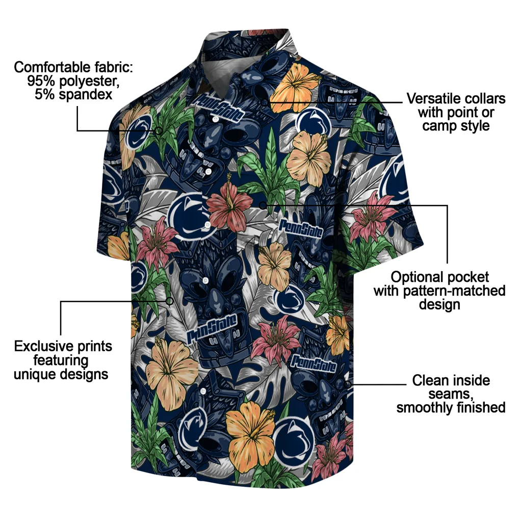 Penn State Nittany Lions Hawaiian Shirt - Hibiscus Tiki Jungle penn state nittany lions tiki jungle blue hawaiian shirts new arrival