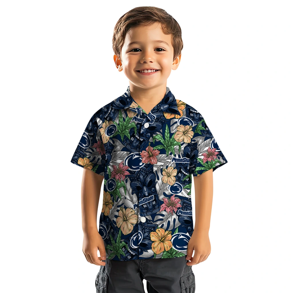 Penn State Nittany Lions Hawaiian Shirt - Hibiscus Tiki Jungle penn state nittany lions tiki jungle blue hawaiian shirts top rated