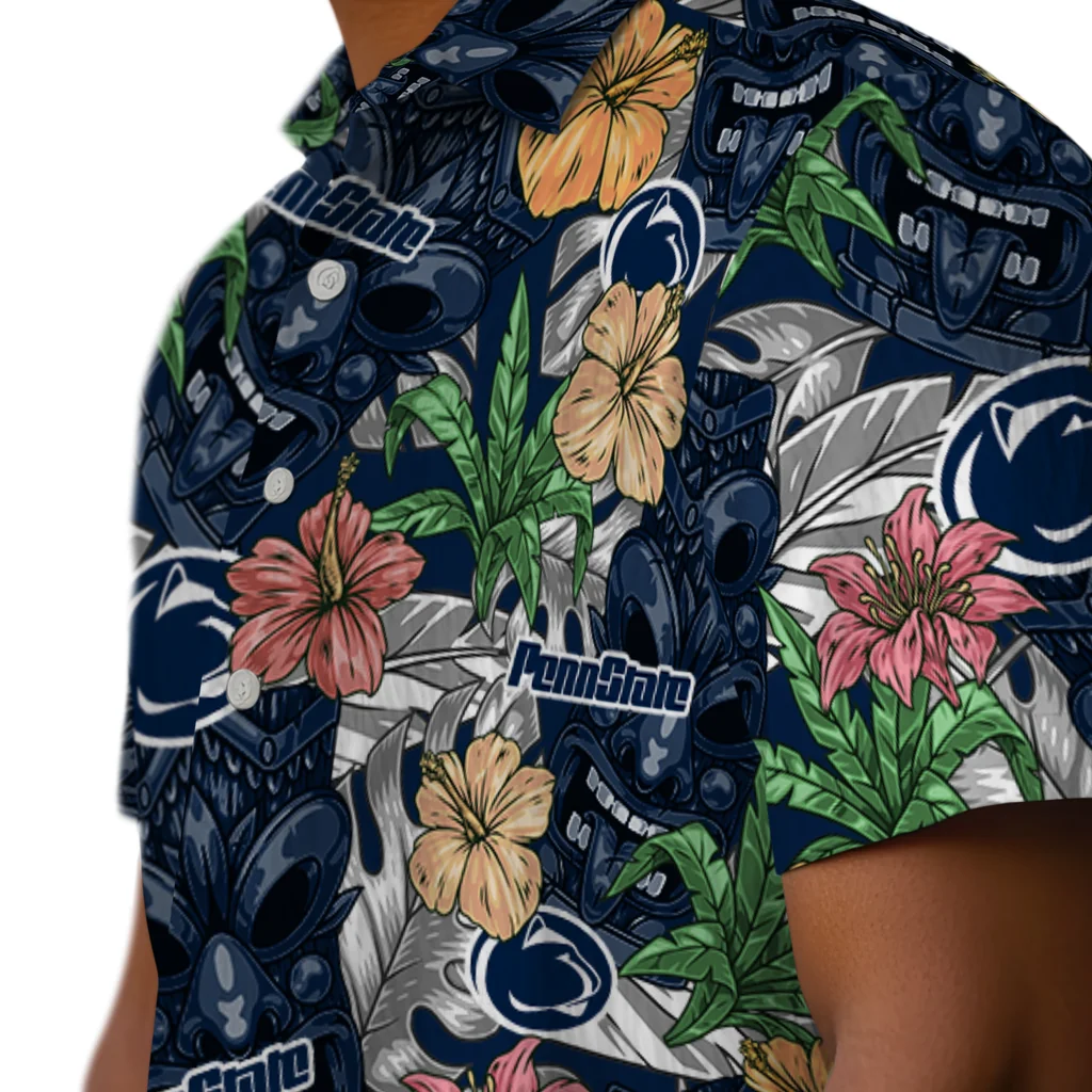 Penn State Nittany Lions Hawaiian Shirt - Hibiscus Tiki Jungle penn state nittany lions tiki jungle blue hawaiian shirts trendy