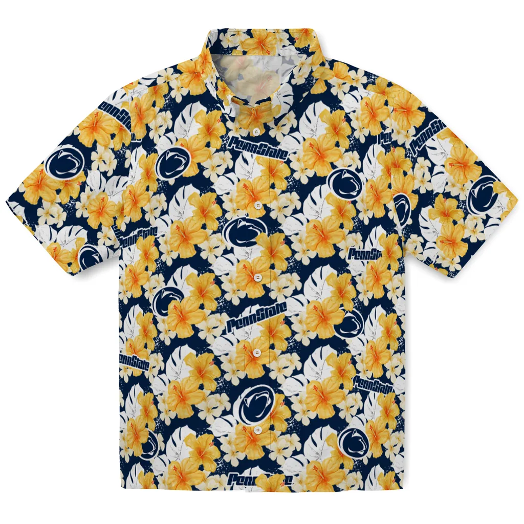 Penn State Nittany Lions Hawaiian Shirt - Hibiscus Tropics penn state nittany lions hibiscus tropics blue yellow hawaiian shirts best selling
