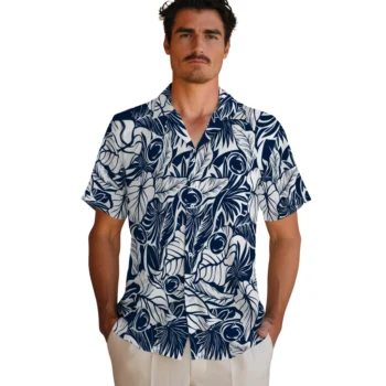 penn state nittany lions monstera layer blue hawaiian shirts fashion forward