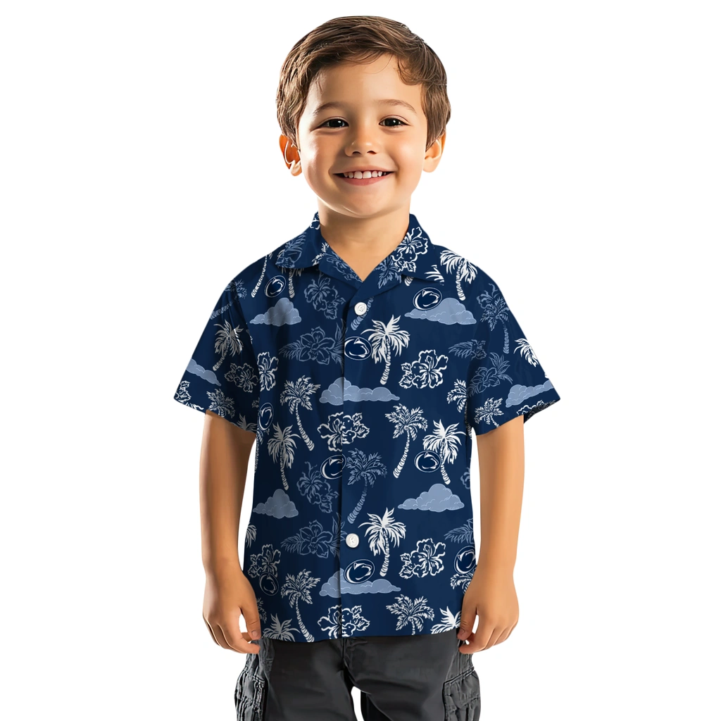Penn State Nittany Lions Hawaiian Shirt - Palm And Clouds penn state nittany lions palm and clouds blue hawaiian shirts top rated