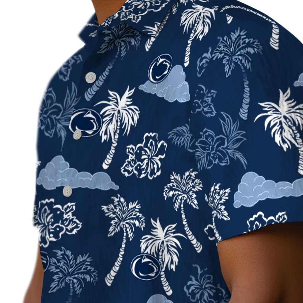 Penn State Nittany Lions Hawaiian Shirt - Palm And Clouds penn state nittany lions palm and clouds blue hawaiian shirts trendy
