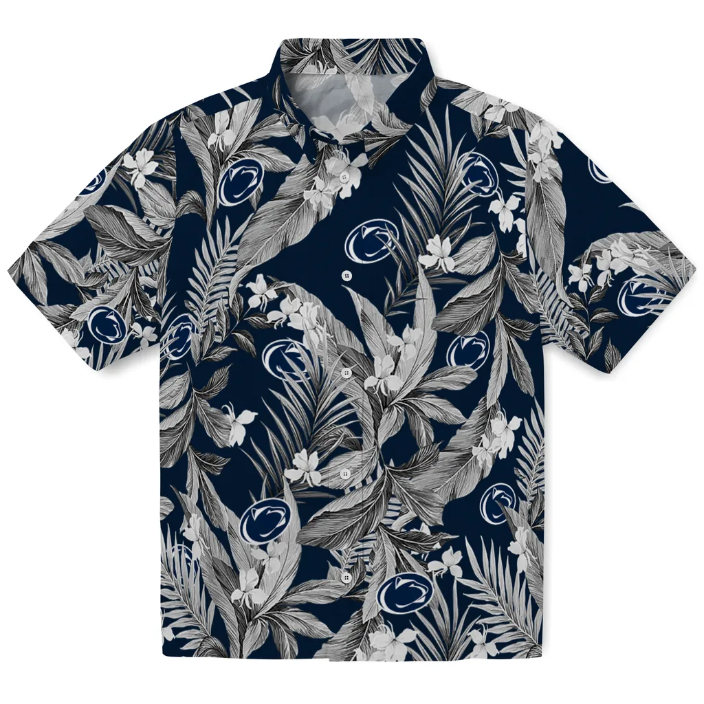 Penn State Nittany Lions Hawaiian Shirt - Palm Leaves penn state nittany lions palm leaves blue hawaiian shirts best selling