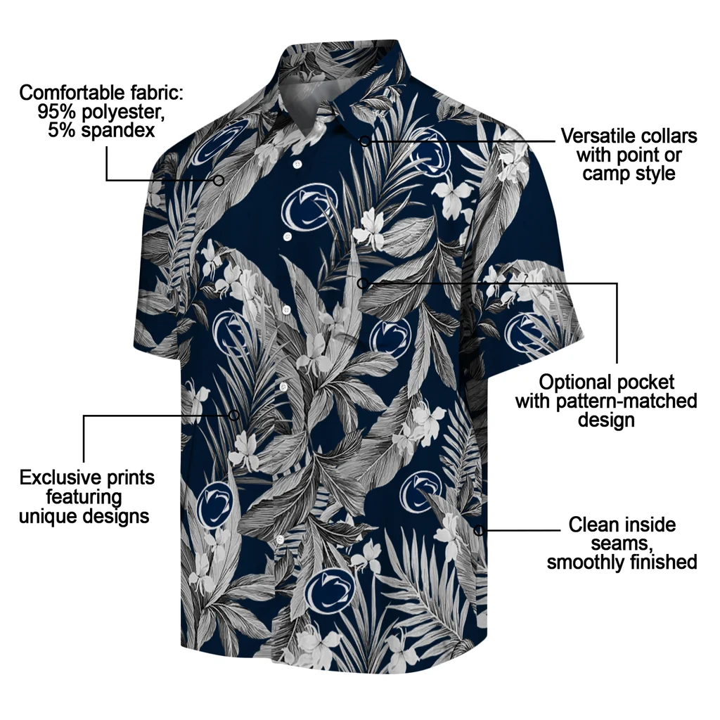Penn State Nittany Lions Hawaiian Shirt - Palm Leaves penn state nittany lions palm leaves blue hawaiian shirts new arrival