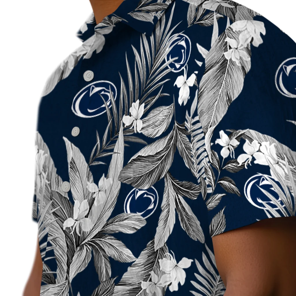 Penn State Nittany Lions Hawaiian Shirt - Palm Leaves penn state nittany lions palm leaves blue hawaiian shirts trendy