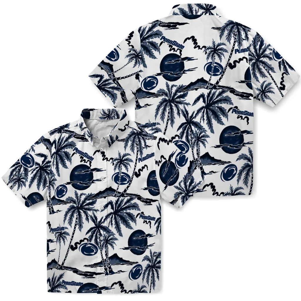 Penn State Nittany Lions Hawaiian Shirt - Palm Sunset penn state nittany lions palm sunset hawaiian shirts high quality