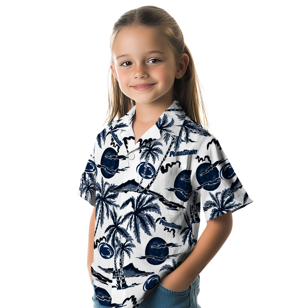 Penn State Nittany Lions Hawaiian Shirt - Palm Sunset penn state nittany lions palm sunset hawaiian shirts premium grade