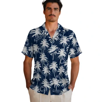 penn state nittany lions palm grove blue hawaiian shirts fashion forward