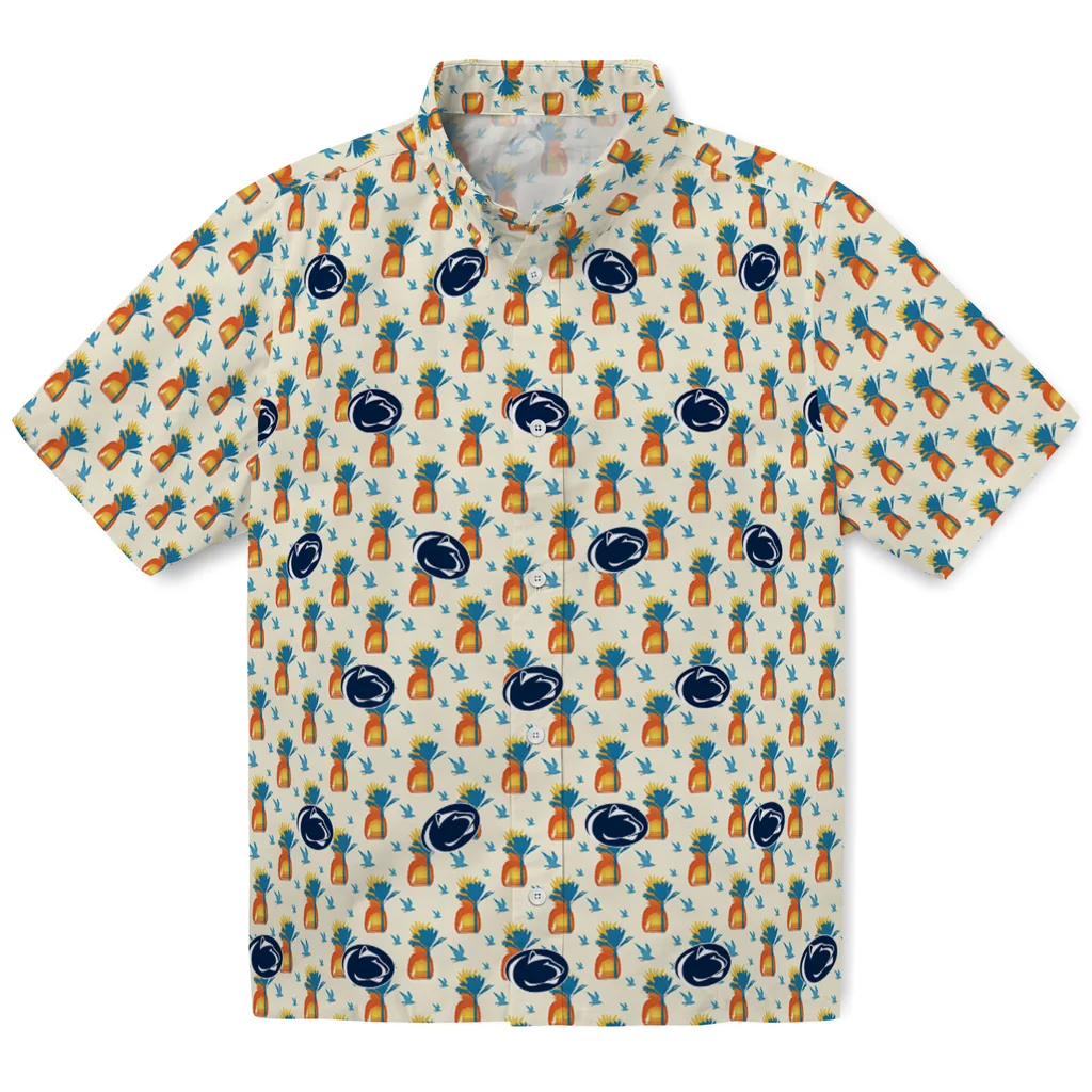 Penn State Nittany Lions Hawaiian Shirt - Pineapple Delight penn state nittany lions pineapple delight beige hawaiian shirts best selling