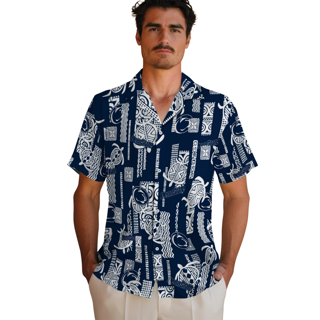 Penn State Nittany Lions Hawaiian Shirt - Turtle Lines penn state nittany lions turtle lines blue hawaiian shirts fashion forward