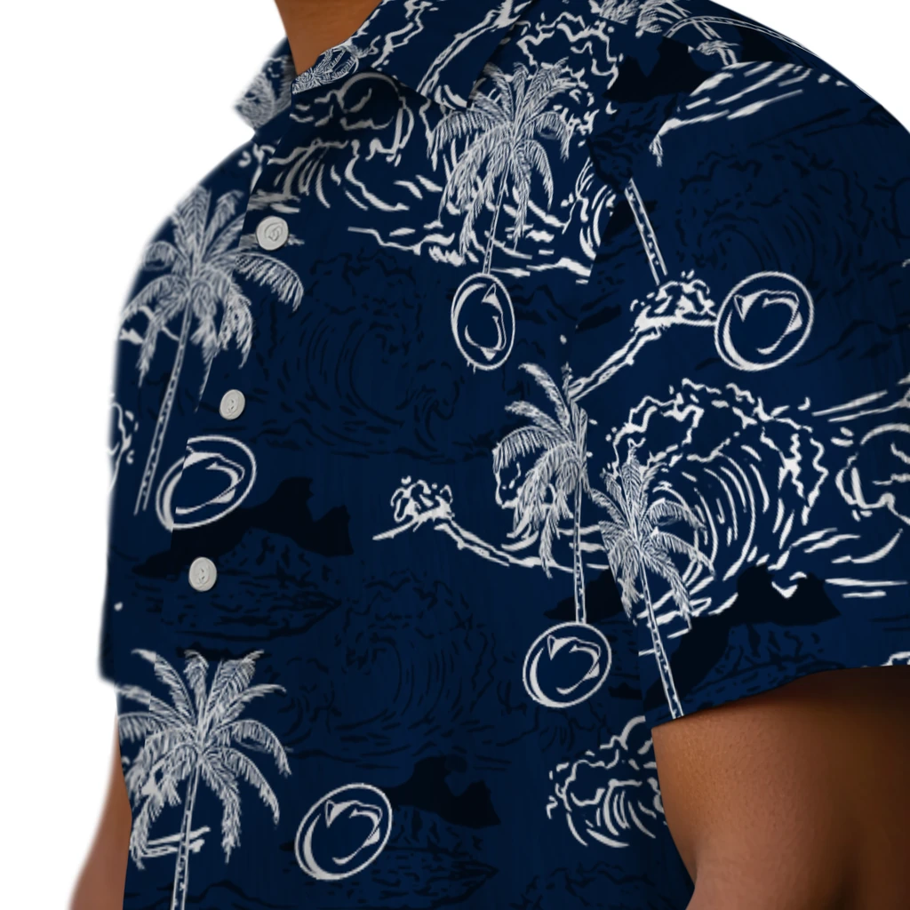 Penn State Nittany Lions Hawaiian Shirt - Wave Palm penn state nittany lions wave palm blue hawaiian shirts trendy