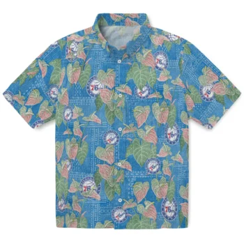 philadelphia 76ers anthurium overlay blue hawaiian shirts best selling