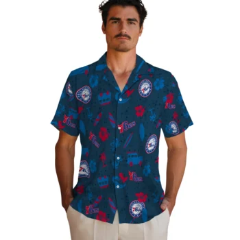 philadelphia 76ers beach vibe navy hawaiian shirts fashion forward