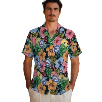 philadelphia 76ers brilliant hibiscus garden hawaiian shirts fashion forward