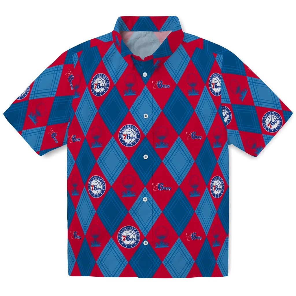 Philadelphia 76ers Hawaiian Shirt - Golfing Plaid philadelphia 76ers balloon plaid blue hawaiian shirts best selling
