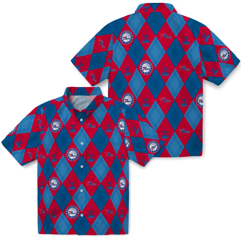 Philadelphia 76ers Hawaiian Shirt - Golfing Plaid philadelphia 76ers balloon plaid blue hawaiian shirts high quality