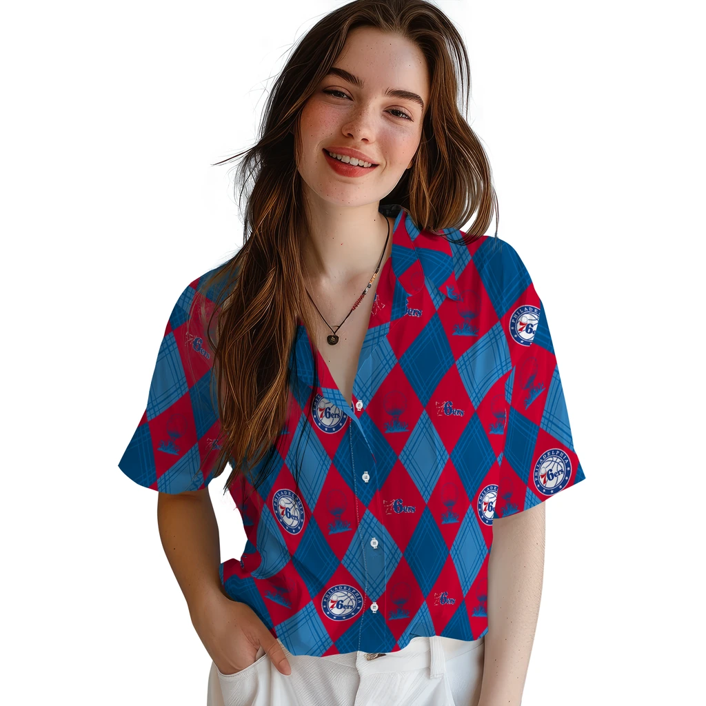 Philadelphia 76ers Hawaiian Shirt - Golfing Plaid philadelphia 76ers balloon plaid blue hawaiian shirts latest model