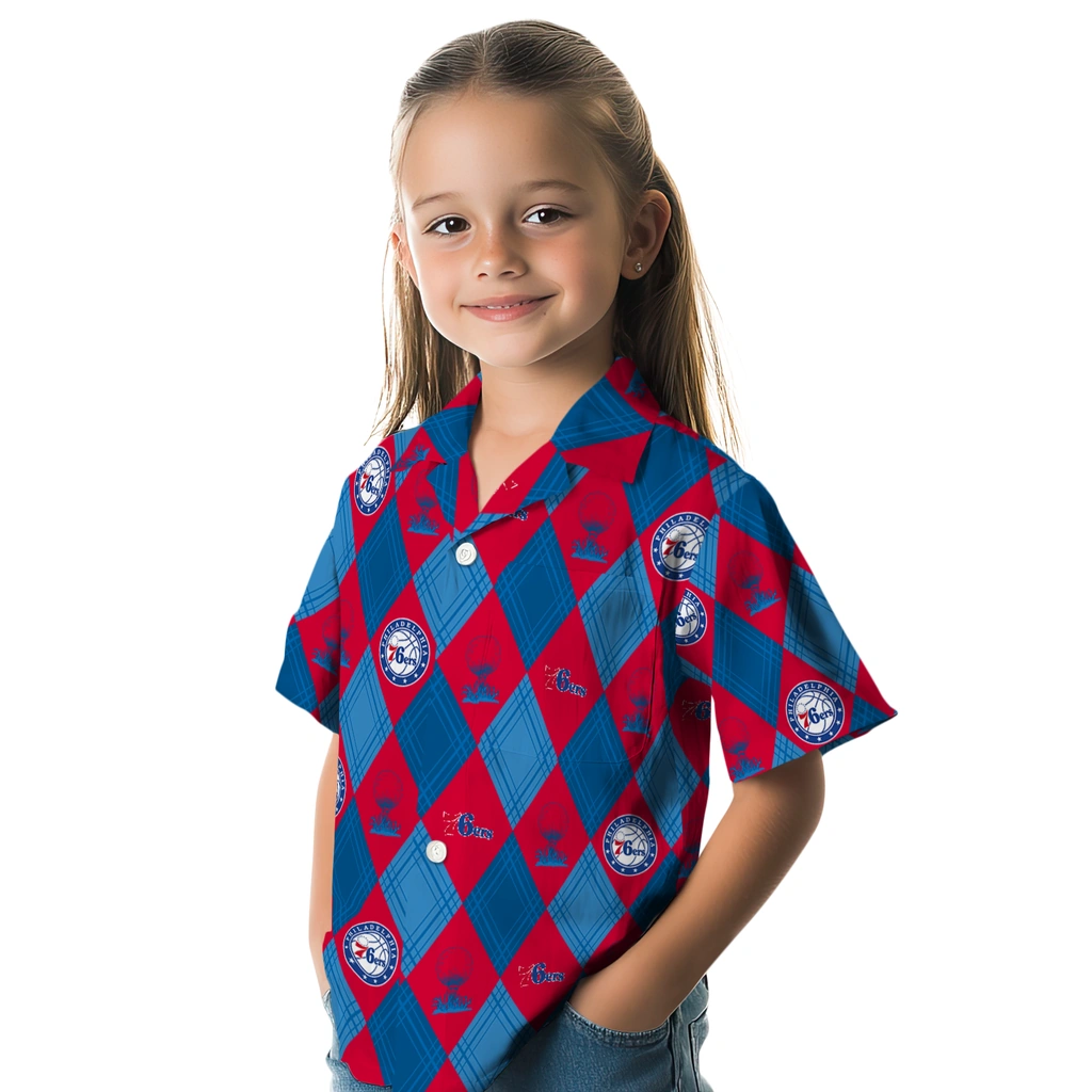 Philadelphia 76ers Hawaiian Shirt - Golfing Plaid philadelphia 76ers balloon plaid blue hawaiian shirts premium grade