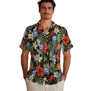 philadelphia 76ers hibiscus bird hawaiian shirts fashion forward
