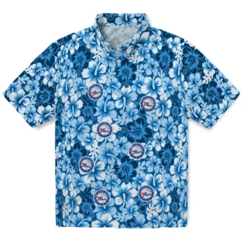 philadelphia 76ers hibiscus blooms blue hawaiian shirts best selling