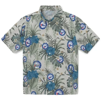 philadelphia 76ers hibiscus designs beige hawaiian shirts best selling
