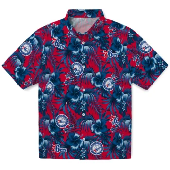 philadelphia 76ers hibiscus exotic blue hawaiian shirts best selling