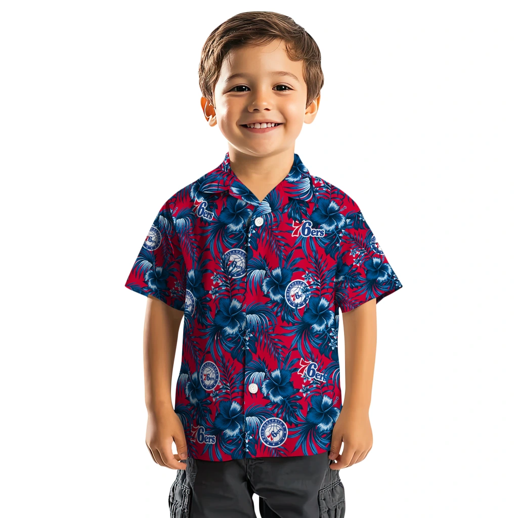Philadelphia 76ers Hawaiian Shirt - Hibiscus Exotic philadelphia 76ers hibiscus exotic blue hawaiian shirts top rated