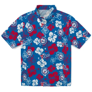 philadelphia 76ers hibiscus bloom blue hawaiian shirts best selling