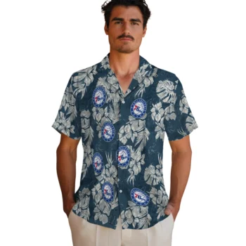 philadelphia 76ers hibiscus flowers navy blue hawaiian shirts fashion forward