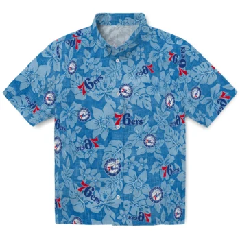 philadelphia 76ers hibiscus oasis blue hawaiian shirts best selling