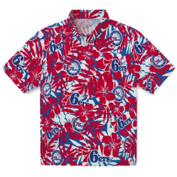 philadelphia 76ers hibiscus overlay hawaiian shirts best selling
