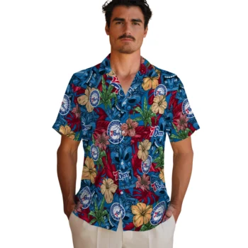 philadelphia 76ers tiki jungle blue hawaiian shirts fashion forward
