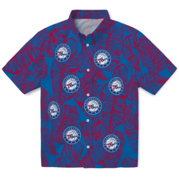 philadelphia 76ers leaf outline blue hawaiian shirts best selling