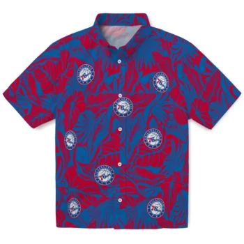 philadelphia 76ers monstera layer blue hawaiian shirts best selling