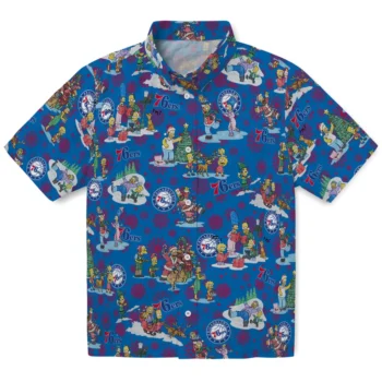 philadelphia 76ers simpsons christmas blue hawaiian shirts best selling
