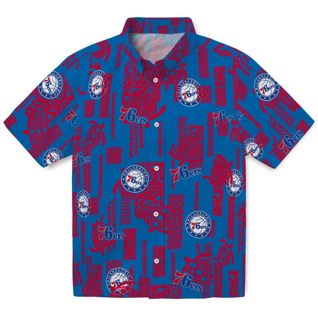 Philadelphia 76ers Hawaiian Shirt - Turtle Lines philadelphia 76ers turtle lines blue hawaiian shirts best selling