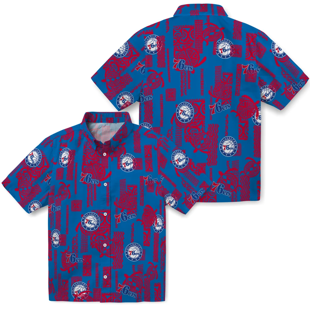 Philadelphia 76ers Hawaiian Shirt - Turtle Lines philadelphia 76ers turtle lines blue hawaiian shirts high quality