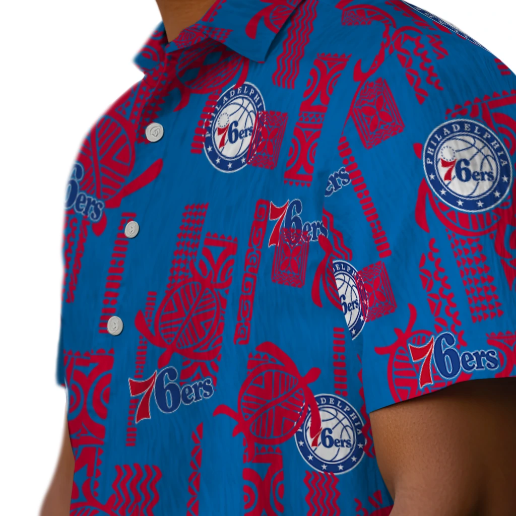 Philadelphia 76ers Hawaiian Shirt - Turtle Lines philadelphia 76ers turtle lines blue hawaiian shirts trendy