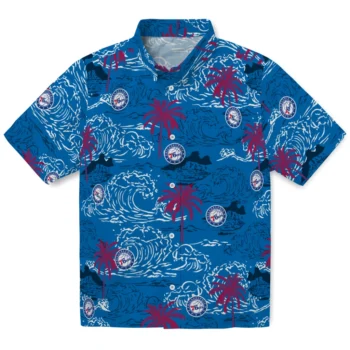 philadelphia 76ers wave palm blue hawaiian shirts best selling