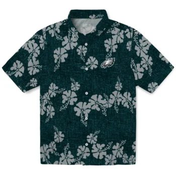 philadelphia eagles hibiscus petals green hawaiian shirts best selling