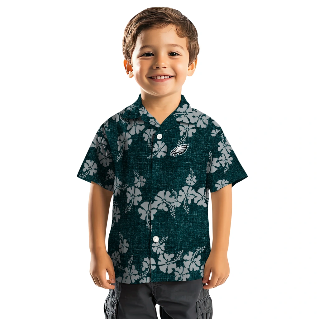 Philadelphia Eagles Hawaiian Shirt - 50th State Flower philadelphia eagles hibiscus petals green hawaiian shirts top rated