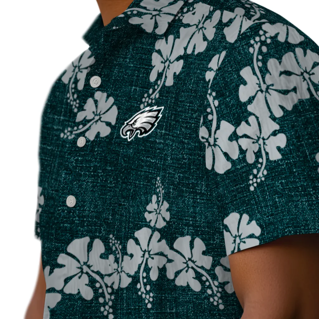 Philadelphia Eagles Hawaiian Shirt - 50th State Flower philadelphia eagles hibiscus petals green hawaiian shirts trendy