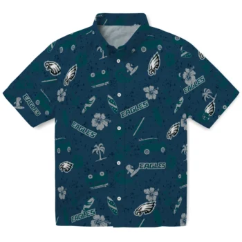 philadelphia eagles beach vibe navy hawaiian shirts best selling