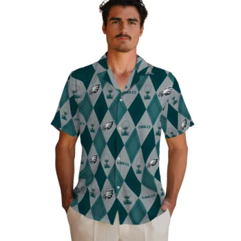 philadelphia eagles balloon plaid green hawaiian shirts fashion forward