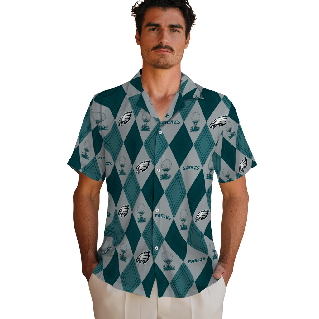 Philadelphia Eagles Hawaiian Shirt - Golfing Plaid philadelphia eagles balloon plaid green hawaiian shirts fashion forward