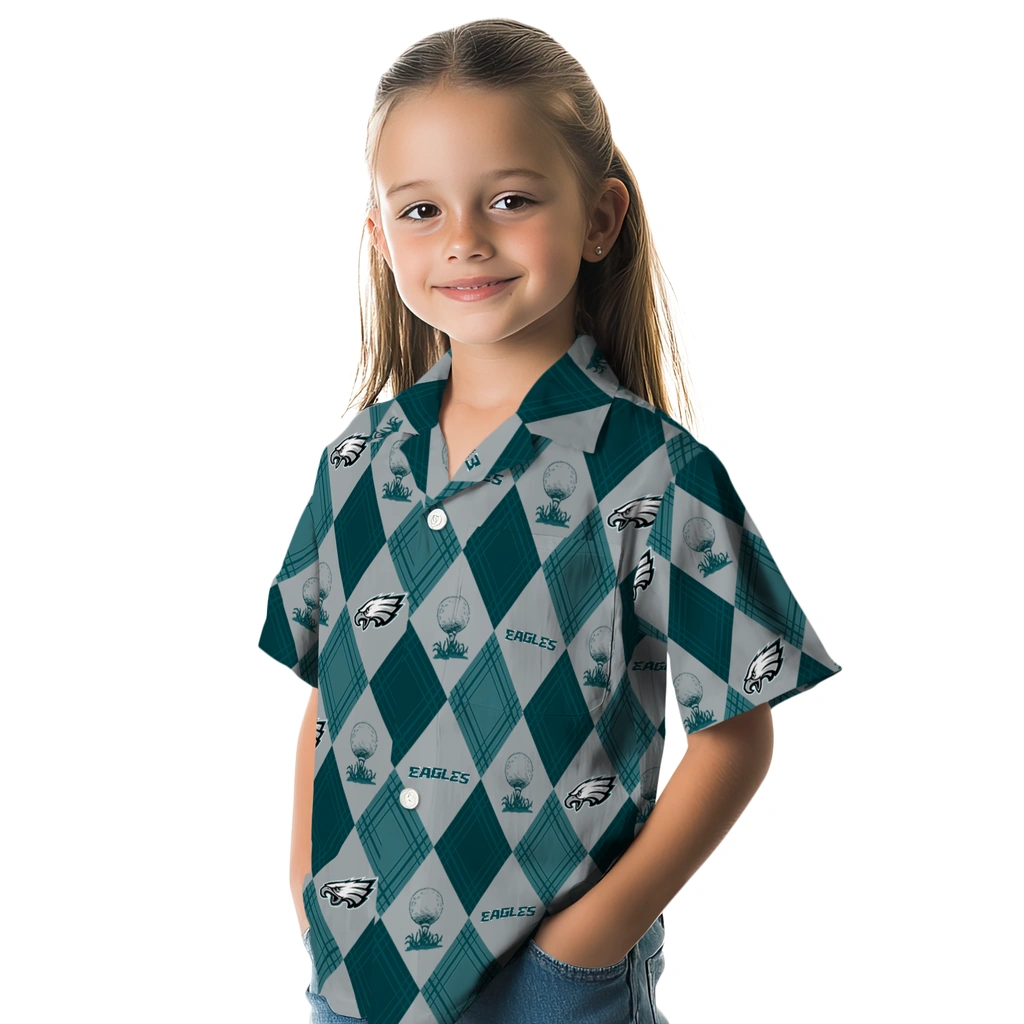 Philadelphia Eagles Hawaiian Shirt - Golfing Plaid philadelphia eagles balloon plaid green hawaiian shirts premium grade