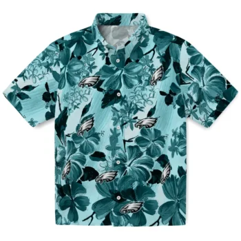 philadelphia eagles hibiscus arrangement green hawaiian shirts best selling