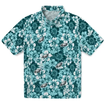 philadelphia eagles hibiscus blooms green hawaiian shirts best selling